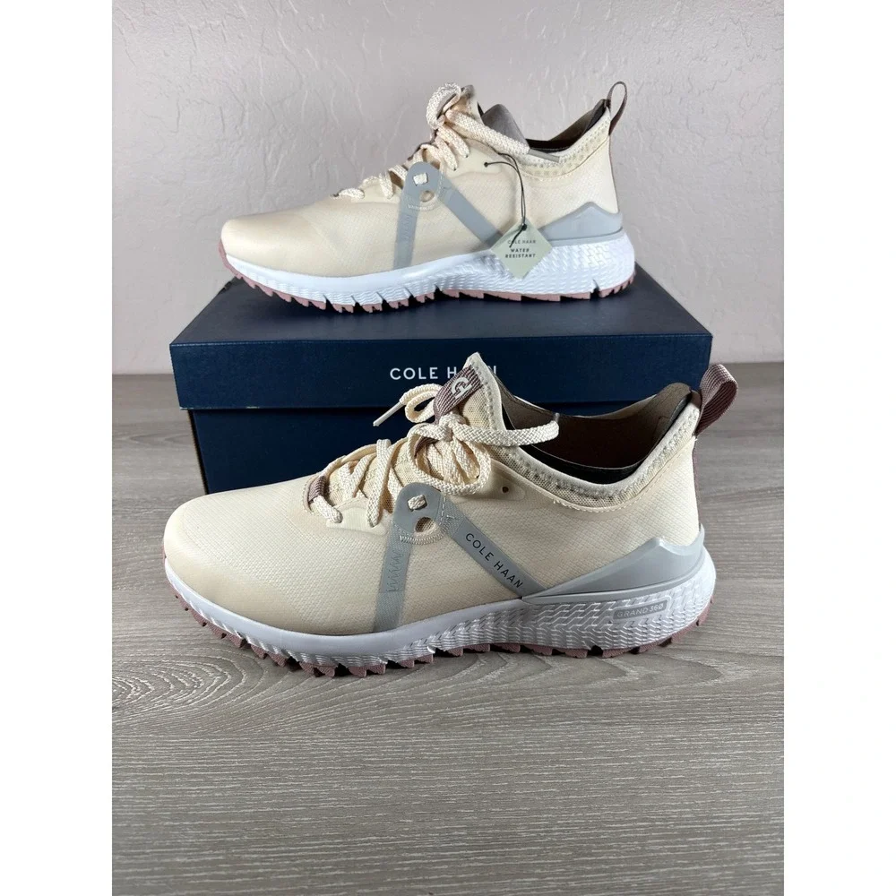 Cole Haan ZG Overtake Golf WR Ivory Fawn Water Resistant Shoes W32686 Women 10.5